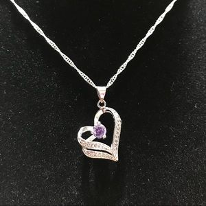 Sterling Silver Amethyst Heart Necklace